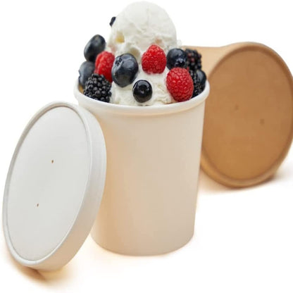 ecoway Paper Disposable Cups 8 Oz - Ice Cream Cup Without Lid Eco-Friendly Desert Bowls Hot Or Cold Food Cups, Tea Cup, Coffee Cup Biodegradable Party Supplies, Yogurt Take Outs, White