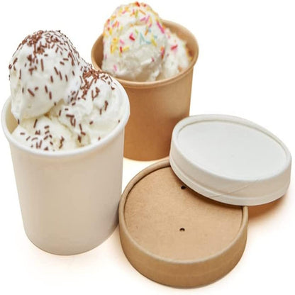 ecoway Paper Disposable Cups 8 Oz - Ice Cream Cup Without Lid Eco-Friendly Desert Bowls Hot Or Cold Food Cups, Tea Cup, Coffee Cup Biodegradable Party Supplies, Yogurt Take Outs, White