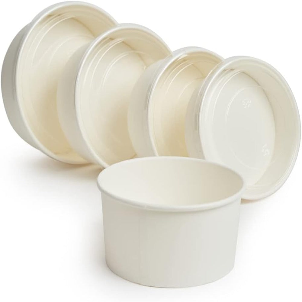 ecoway Compostable Heavy Duty Made Of Paper - [34 Ounce - 1000 Ml] Disposable Bowls Eco-Friendly Biodegradable Perfect For Salad, Soup, Dessert, Hot or Cold Use, White