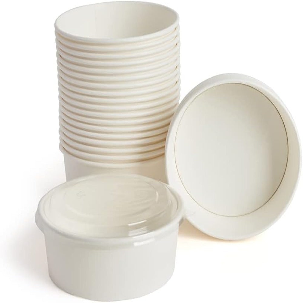 ecoway Compostable Heavy Duty Made Of Paper - [34 Ounce - 1000 Ml] Disposable Bowls Eco-Friendly Biodegradable Perfect For Salad, Soup, Dessert, Hot or Cold Use, Brown