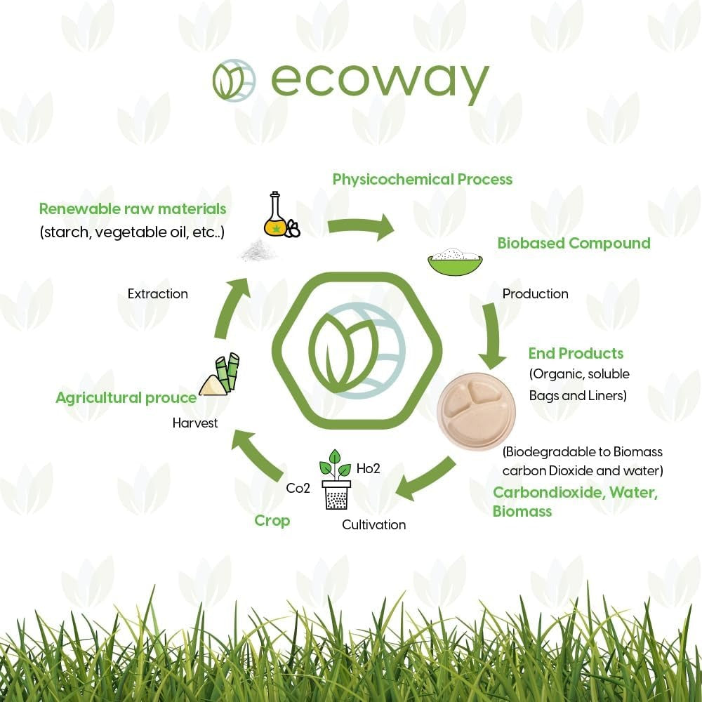 ecoway Compartment Disposable Plates 10Inch Heavy Duty Eco-Friendly 100% Natural Bagasse Fiber Biodegradable Compostable Sustainable Paper Alternative Plates [Pack on 100]