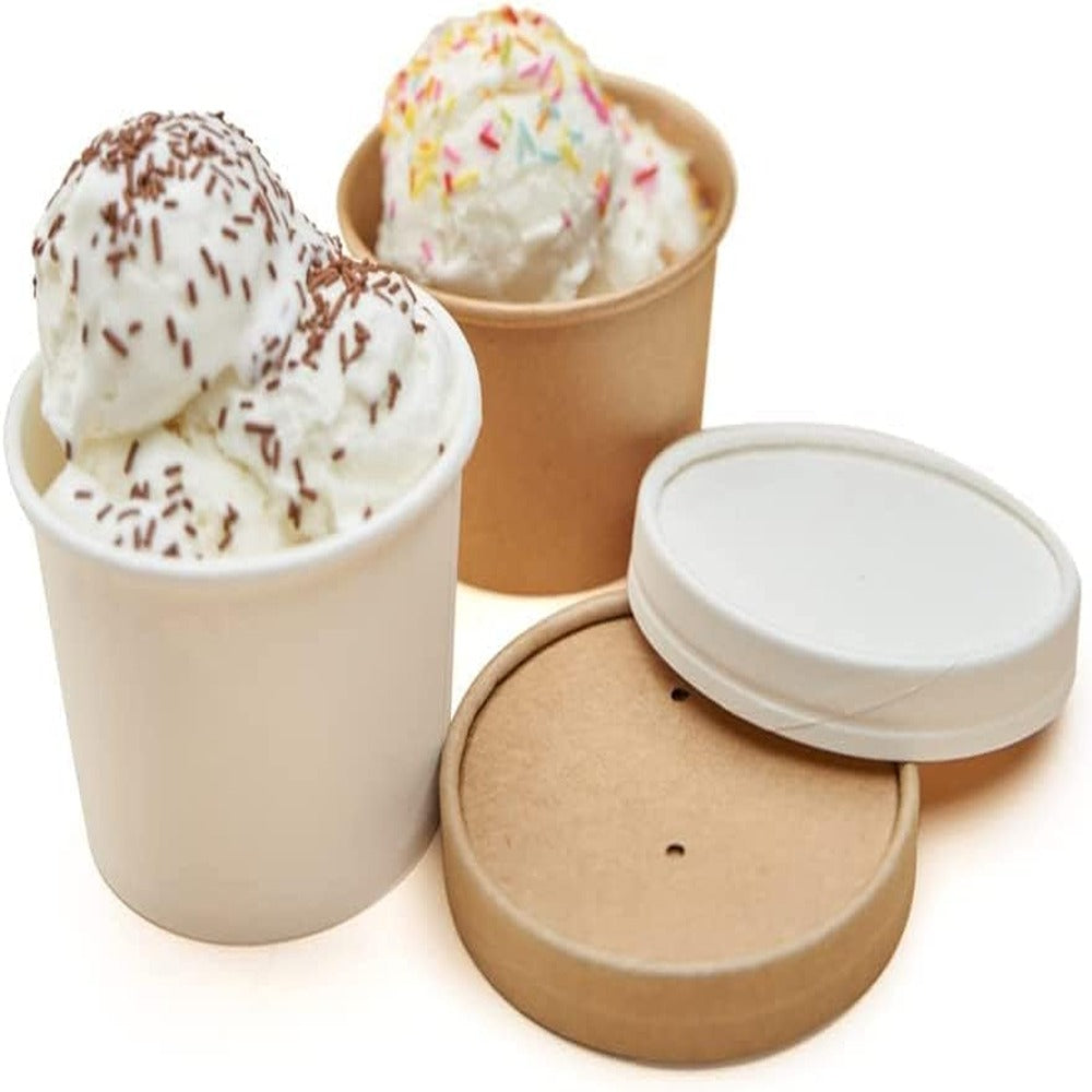 ecoway Paper Disposable Cups 32 Oz Ice Cream Cup Without Lid Eco-Friendly Desert Bowls Hot Or Cold Food Cups, Tea Cup, Coffee Cup Biodegradable Party Supplies, Yogurt Take Outs, White