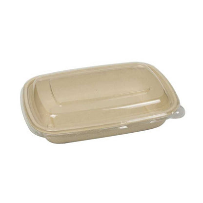 CR1400 RECTANGULAR BAGASSE CONTAINER WITH PET LID-PACK OF 300 PCS