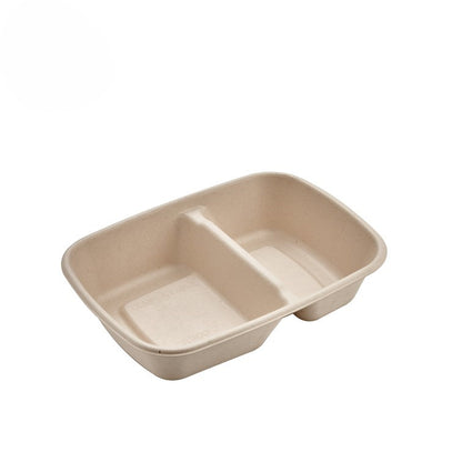 CR900-2 COMPARTMENT RECTANGULAR BAGASSE CONTAINER WITH PET LID-PACK OF 300 PCS