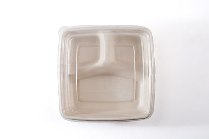 CS 1000-3 COMPARTMENT SQUARE BAGASSE CONTAINER WITH PET LID-PACK OF 300 PCS