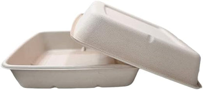 CS 1000 SQUARE BAGASSE CONTAINER WITH PET LID-PACK OF 300 PCS