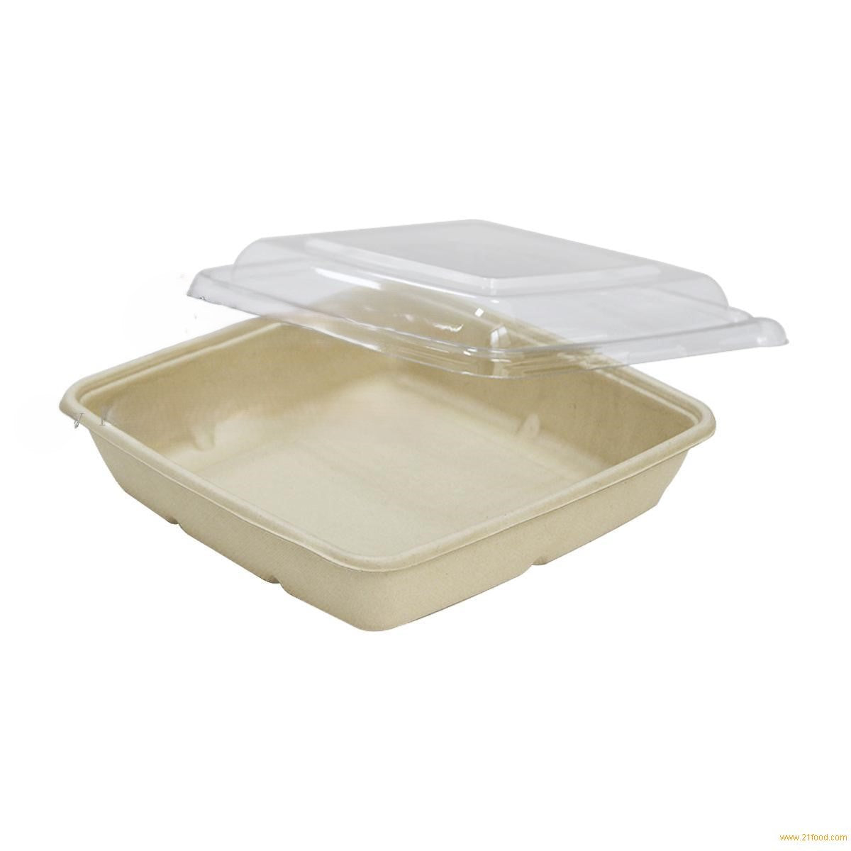 CS 1400-SQUARE BAGASSE CONTAINER WITH PET LID-PACK OF 300 PCS