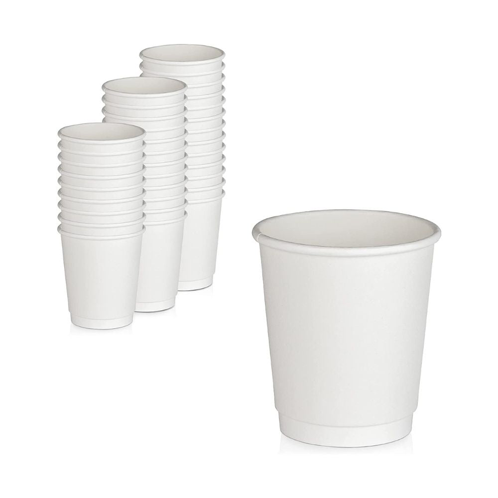 WHITE DOUBLE WALL CUP 8 OZ- PACK OF 500 PCS