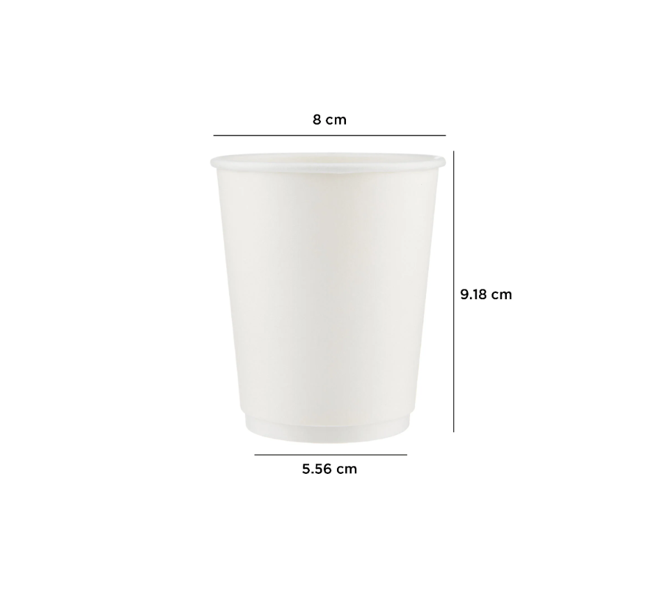 WHITE DOUBLE WALL CUP 8 OZ- PACK OF 500 PCS