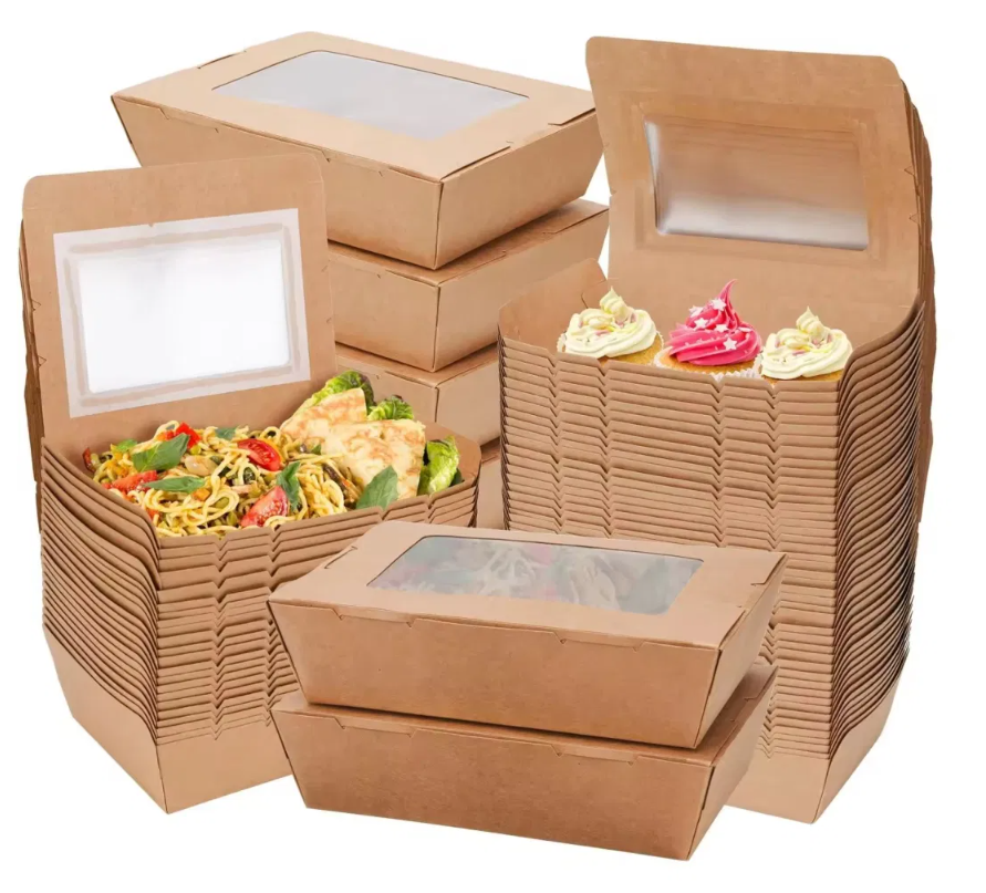 KRAFT LUNCH BOX WITH PET WINDOW-BROWN- PACK OF 200 PCS