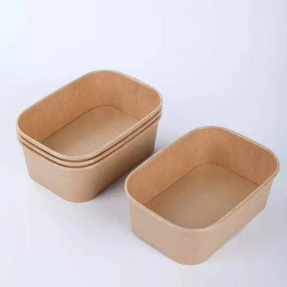 KRAFT RECTANGULAR SALAD BOWL WITH PP LID- 750ML- PACK OF 300 PCS