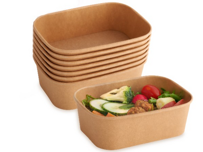 KRAFT RECTANGULAR SALAD BOWL WITH PP LID- 750ML- PACK OF 300 PCS