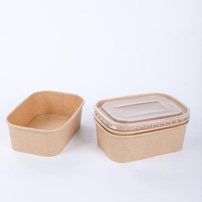 KRAFT RECTANGULAR SALAD BOWL WITH PP LID- 750ML- PACK OF 300 PCS