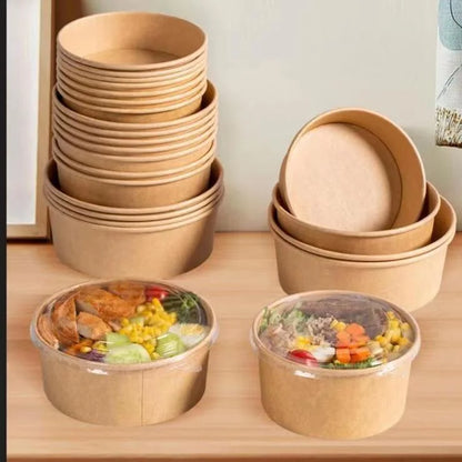 KRAFT SALAD BOWL WITH PET LID-BROWN-PACK OF 300 PCS