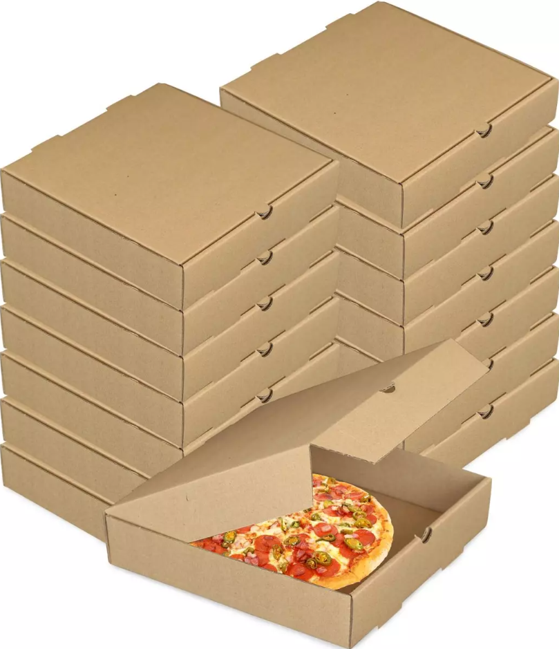 BROWN KRAFT CORRUGATED PIZZA BOX MEDIUM- PACK OF 100 PCS