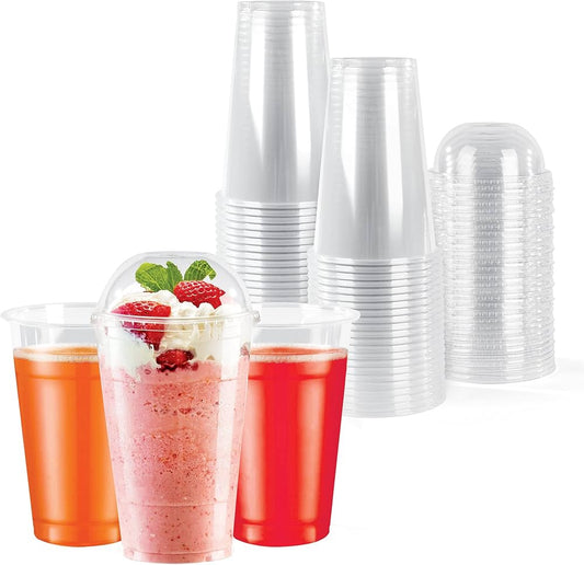 PLA CLEAR CUPS WITH DOME LID - PACK OF 1000 PCS