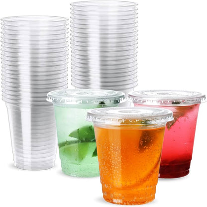 PLA CLEAR CUPS WITH FLAT LID - PACK OF 1000 PCS