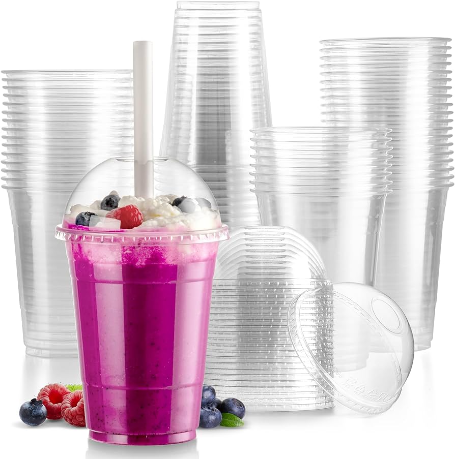 PLA CLEAR CUPS WITH DOME LID - PACK OF 1000 PCS