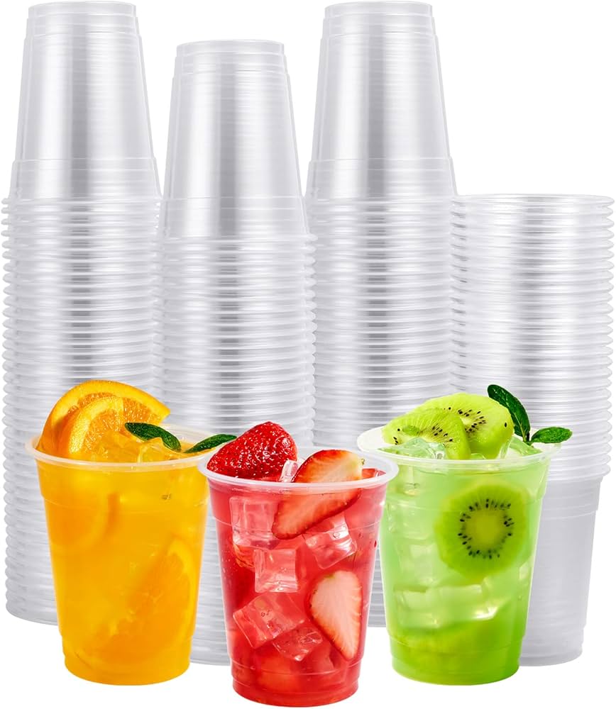 PLA CLEAR CUPS WITH FLAT LID - PACK OF 1000 PCS