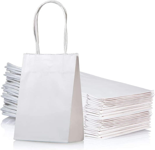 SMALL-KRAFT PAPER BAG WITH TWISTED HANDLE-WHITE- PACK OF 250 PCS