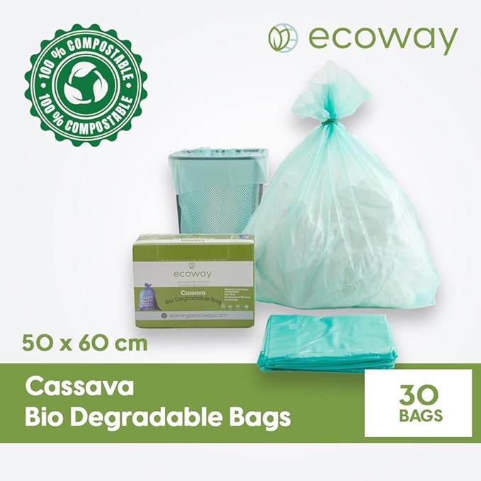 CASSAVA COMPOSTABLE ORGANIC BAGS-50CM X 60CM-GREEN (30 PCS PACK)