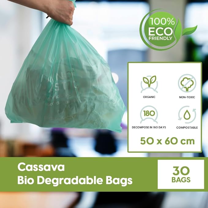 CASSAVA COMPOSTABLE ORGANIC BAGS-50CM X 60CM-GREEN (30 PCS PACK)