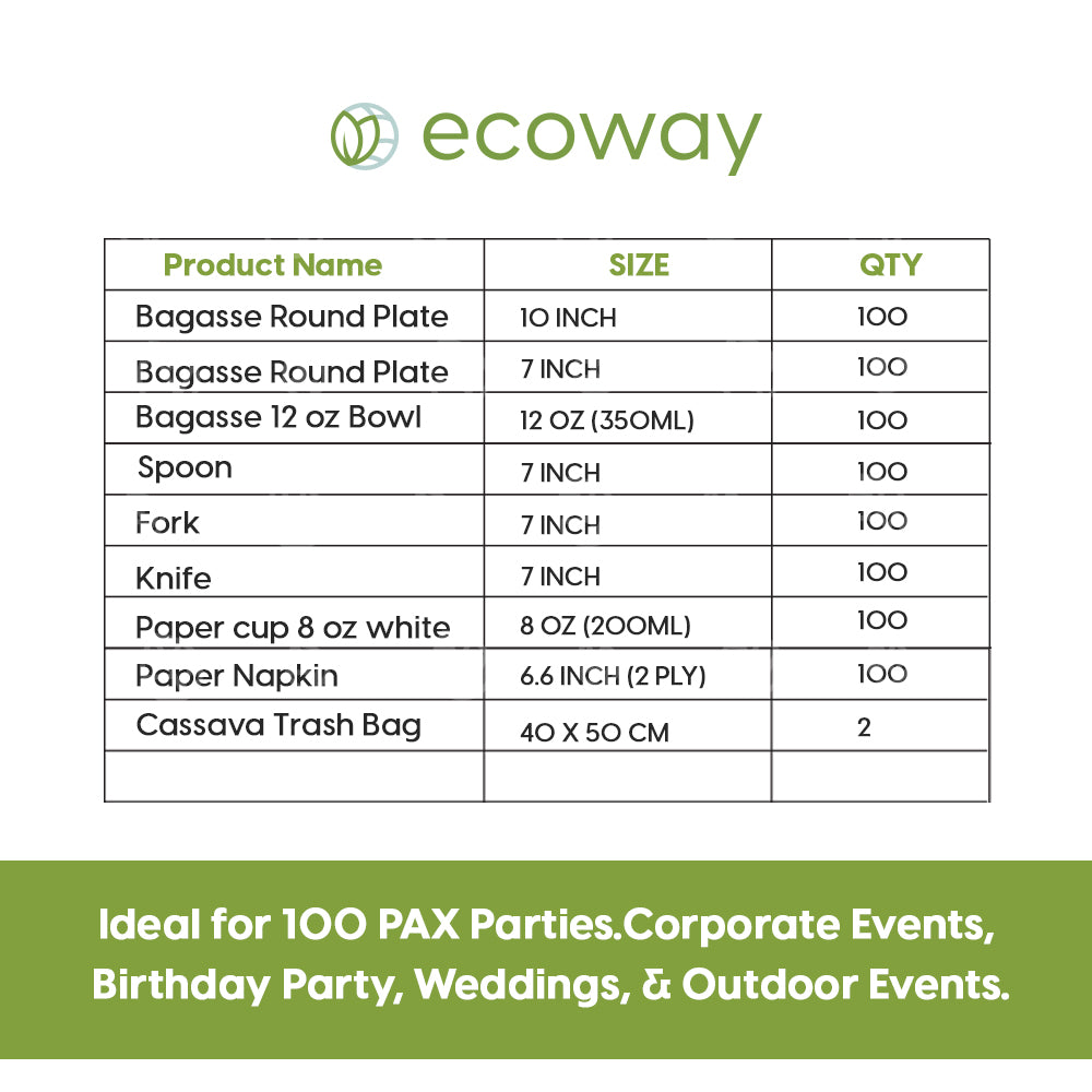 Ecoway Party Pack for 100 Pax