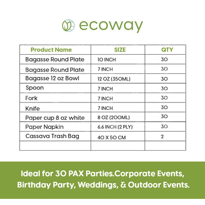 Ecoway Party Pack for 30 Pax
