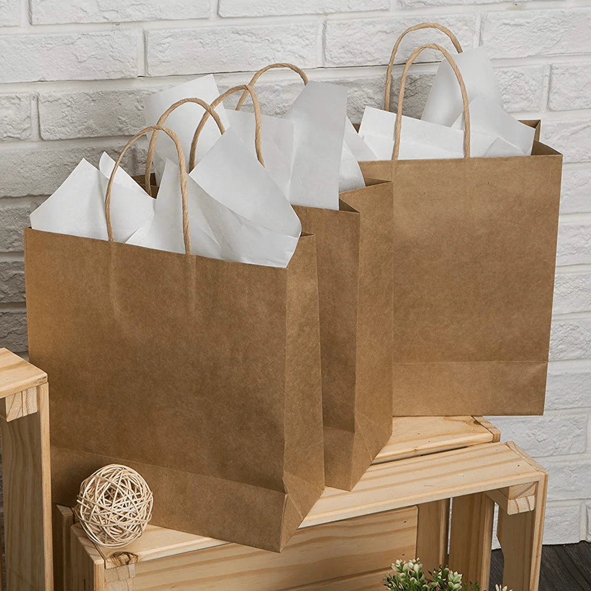 LARGE-KRAFT PAPER BAG WITH TWISTED HANDLE-BROWN-PACK OF 250 PCS