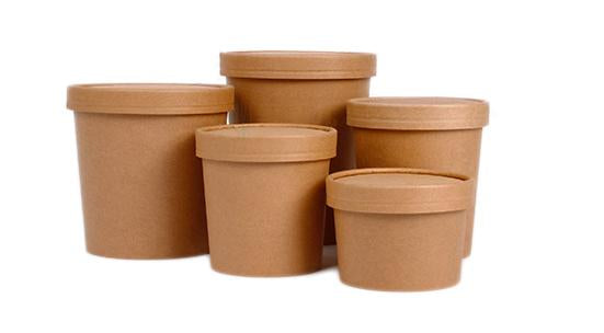 KRAFT SOUP TUB WITH PAPER LID-BROWN- PACK OF 500 PCS